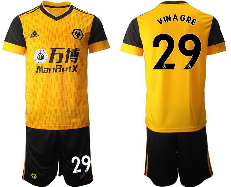 Men 2020-2021 club Wolverhampton Rangers home #29 yellow Soccer Jerseys->customized soccer jersey->Custom Jersey